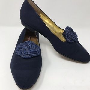 Valentina Ragoni navy blue cloth flats